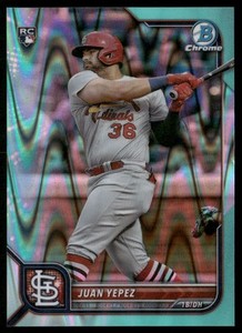 Juan Yepez 2022 Bowman Chrome Aqua RayWave Refractor #/199 RC #26 - Cardinals
