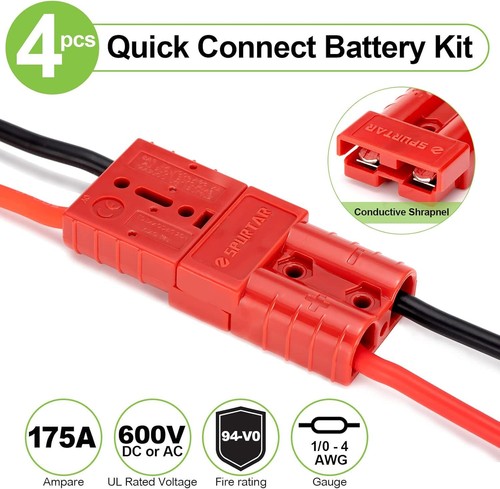 Wire Connector 2-4 AWG Wire 175A Plug 12-36V Battery Connect Plug, 4Pcs- Red - Picture 3 of 9