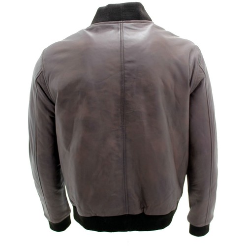 Men's Brown Retro Goat Genuine Leather Varsity Bomber Jacket Regular Fit 100% - Picture 3 of 7