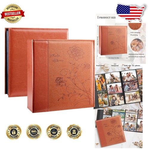 Large Capacity 600 4x6 Photo Album, Brown Leather Cover, Wedding Family Keepsake - Picture 1 of 8