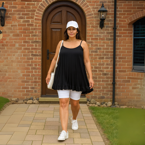 ROCKTHOSECURVES DAMEN WESTE PLISSIERT RIEMEN SCHWINGTOP / CAMI MIT GERÜSCHTEM SAUM - Bild 4 von 31
