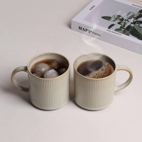 16Oz Coffee Mugs Set of 4, Rustic Ceramic Coffee Cups Set with Large Handle, ... - Bild 3 von 8