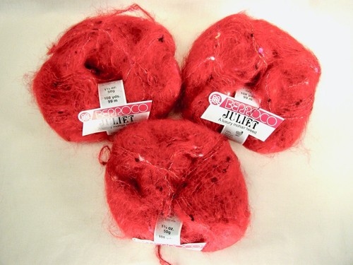 Berroco Juliet Luxury Tweed Yarn Red Mohair Blend 50g Made in England Lot of 3 - Picture 2 of 7