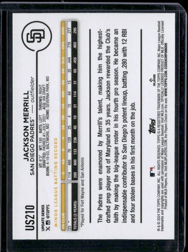 2024 Topps Update #US210 Jackson Merrill - Picture 2 of 2