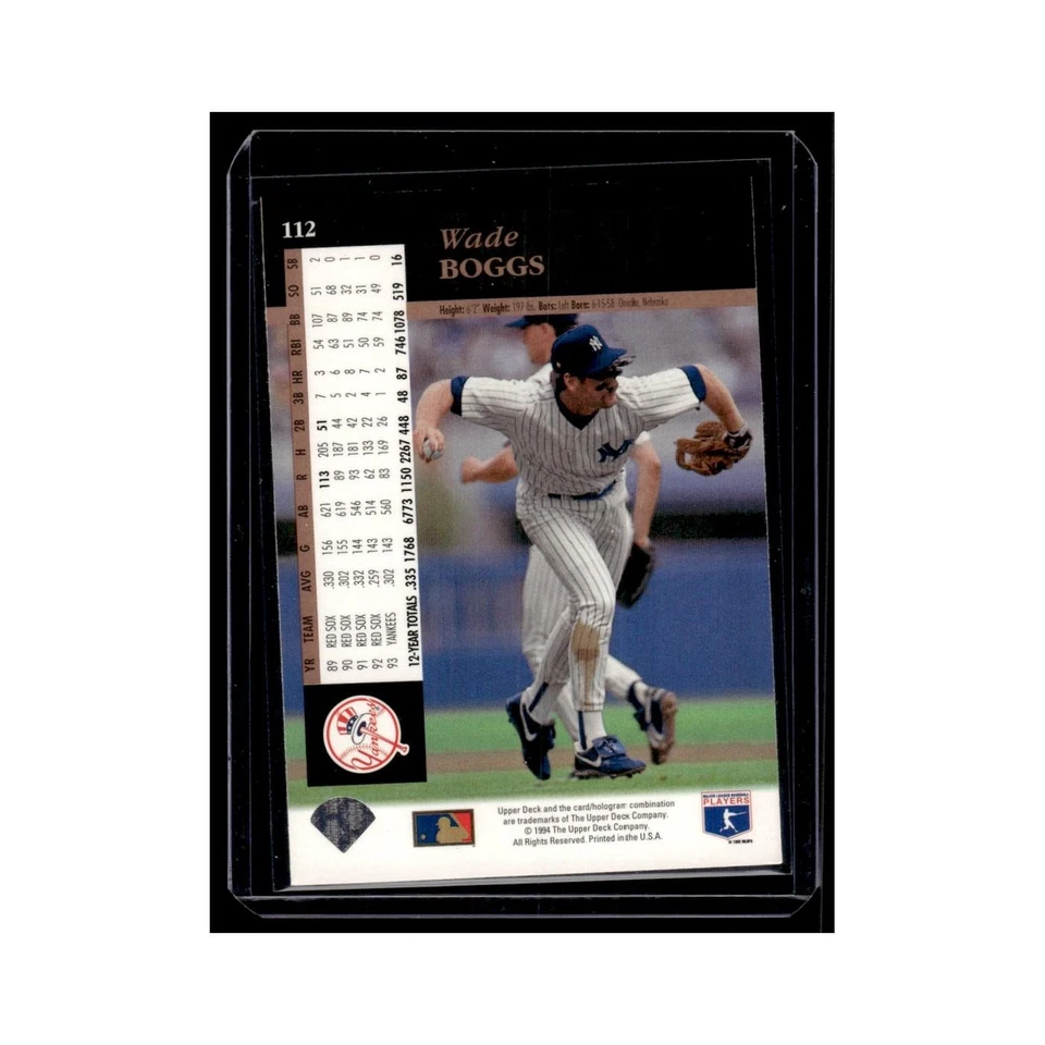 Wade Boggs 1994 Upper Deck #112 New York Yankees Baseball Card NM - Image 2 of 3