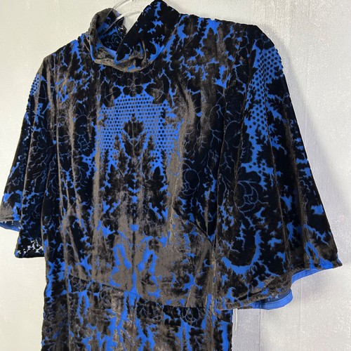 By Anthropologie size 10 mock neck mini dress velvet blue open back lined NEW - Picture 6 of 15