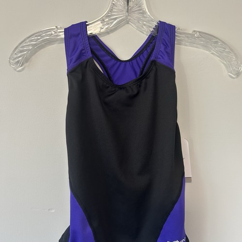 Dolfin Athletic One Piece Racerback Bathing Suit Purple Black Womens Size 30 - Picture 4 of 11