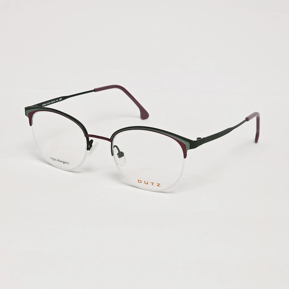 Gafas redondas semi-sin montura para mujer DUTZ DZ836 en verde/rosa borgoña | 48 mm Foto 2 de 4