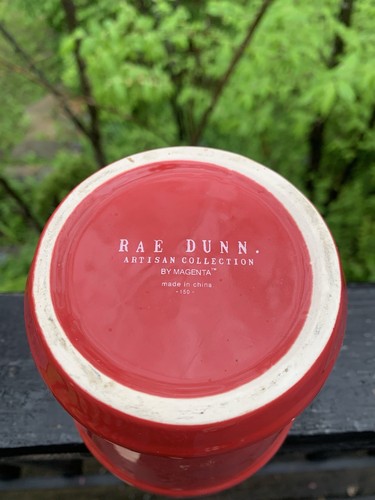 Rae Dunn “Red, White & Bloom”Flower Plant Pot Red Ceramic~ 4.75”Hx4.5”W - Picture 7 of 17