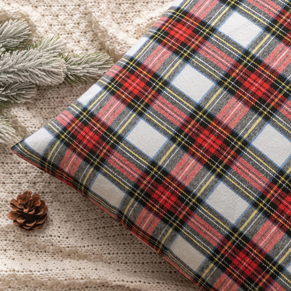 Christmas Set of 2 Scottish Tartan Plaid Lumbar Throw Pillow Covers Farmhouse Cl - Image 2 of 4