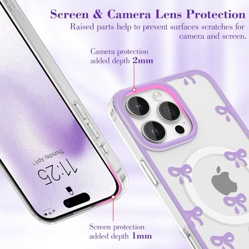 Magnetic Case for Compatible with MagSafe, Clear Cute iPhone 16 Pro Purple - Picture 4 of 7