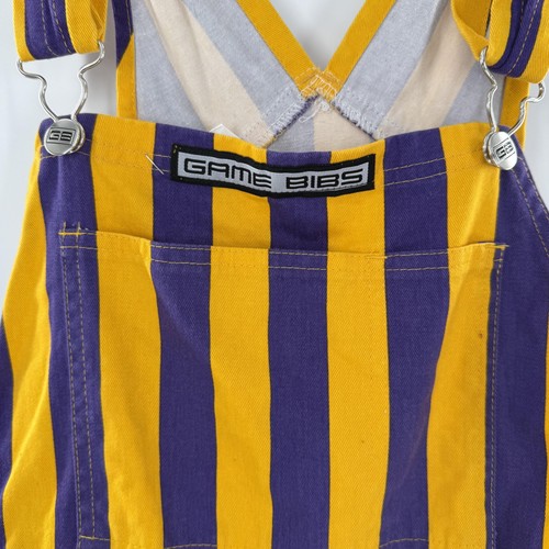 Spiel Latzhose Latzhose klein lila gold gestreift Trägerhose Spieltag Heckklappe - Bild 2 von 5