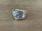 Vintage LUNT Sterling Silver Floral Spoon Wrap Ring Sz 6