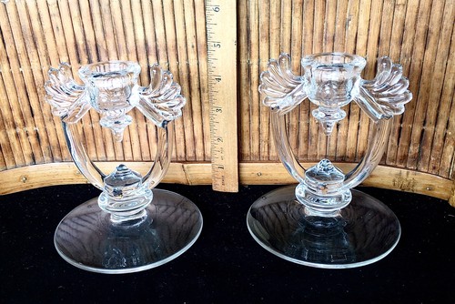 2er Set Neu Martinsville Glas Co. Moondrops Kerzenständer Halter/5 1/4" Hoch - Bild 2 von 4