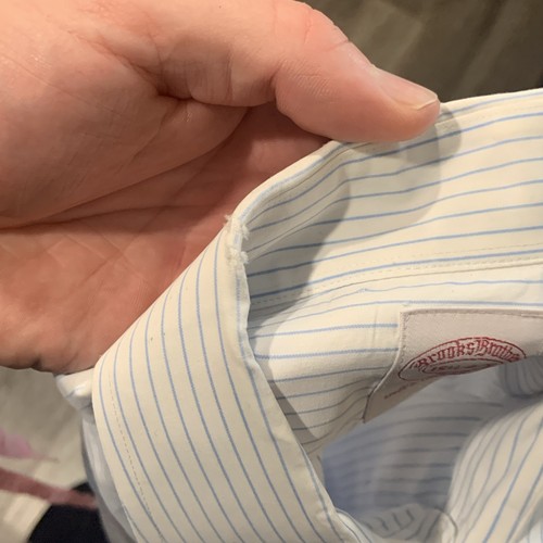 Brooks Brothers Button Down Shirt Long Sleeve Non Iron Blue Striped Cotton 15.5 - Picture 7 of 8