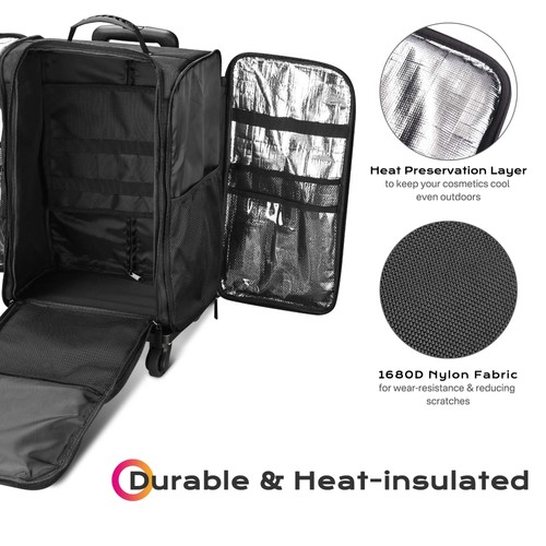 Byootique Soft Sided Rolling Makeup Train Case Cosmetic Organizer Travel Artists - Picture 4 of 12