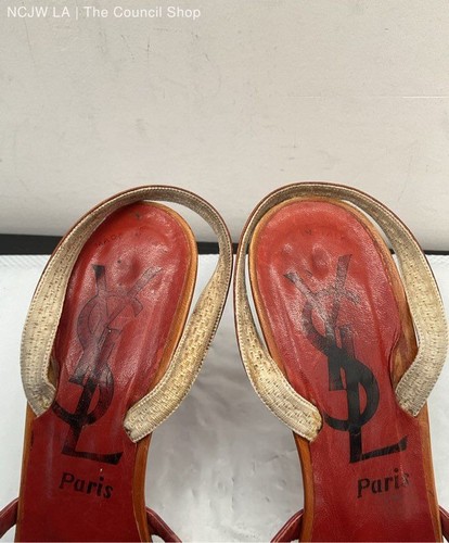Women's YSL Yves Saint Lauren Brown Slingback Heels Size 7 - Picture 3 of 8