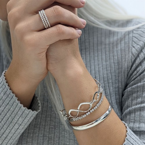 Silverly Sterling Silver Bracelet Statement Twisted Infinity Symbol Chain Link - Imagen 9 de 12