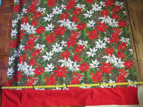 Vintage Weihnachten Baumwolle Tischdecke Weihnachtsstern rot grün weiß Rechteck 49"x83" - Bild 8 von 12