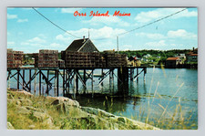 Postcard Pier Lobster Traps Orrs Island Maine ME Scenic River Water View Chrome