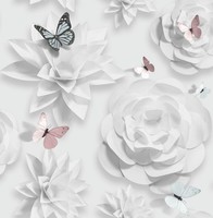 Superfresco Easy Floral Wallpaper | Origami White Grey