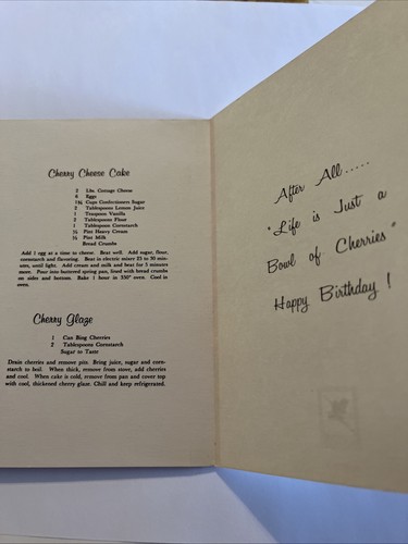 Vintage Fantusy Cherry Geburtstagskarte "Das Leben ist nur eine Schale Kirschen" - Bild 4 von 9