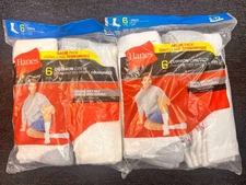 Hanes Men's White Cushioned Crew Socks Soft Cotton Size 6-12 | 12 Pairs