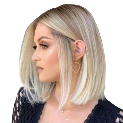 Blonde Wigs for Women, Blonde Bob Wig Short Straight Blonde Wig