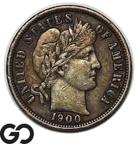 1900-S Barber Dime, Choice XF Tougher Date