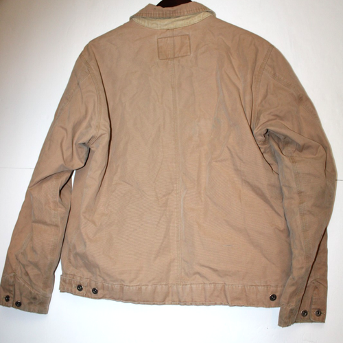 Abercrombie & Fitch Barn Chore Coat Jacket Corduroy Collar M Tan Duck Canvas - Picture 9 of 13