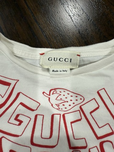 Gucci Shirt Girls 6 Love Soul White Short Sleeve Strawberry Cotton Preppy Casual - Picture 3 of 10