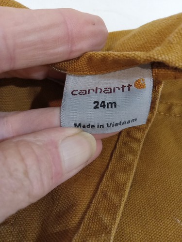 Mono Carhartt Babero 24m Tostado/Marrón Doble Rodilla Niño Excelente Estado - Imagen 8 de 9