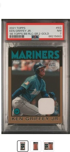 2021 Ken Griffey Jr Topps 86 Topps BB Relic SR 2 Gold PSA 7 # 17/50