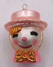 Christopher Radko "The Winternoggins" Snowman Head Pink Christmas Ornament