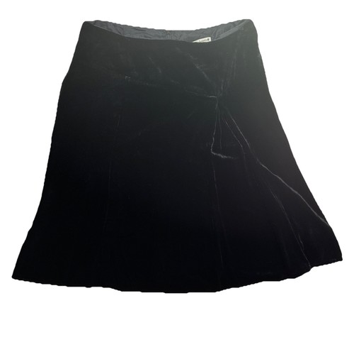 Nanette Lepore Samt Schlag Rock Vintage Gr. 6 schwarz Viskose Seide Plissee Goth Witchy - Bild 5 von 11