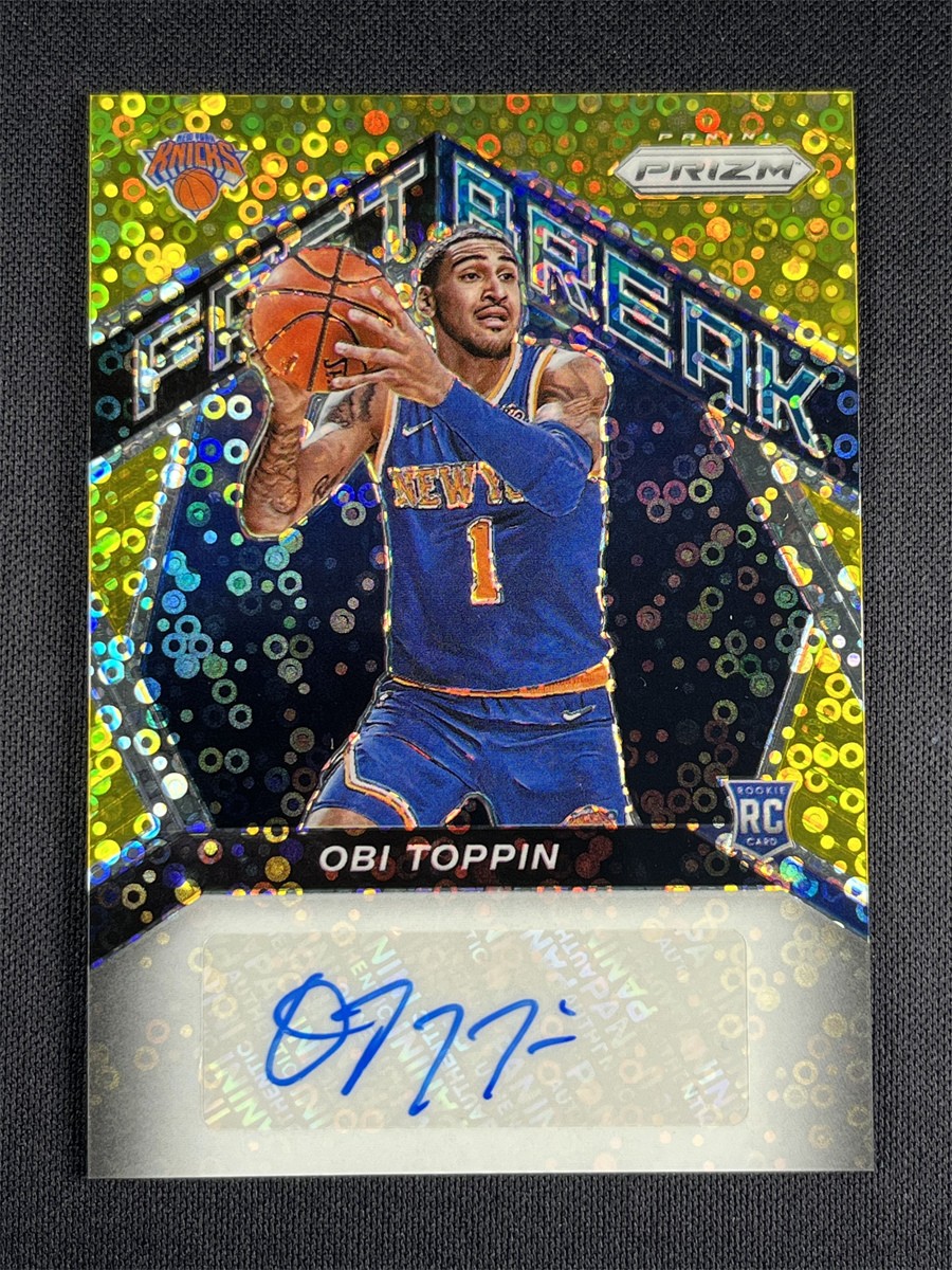 2020-21 Panini Prizm Fast Break Obi Toppin #FR-OTP Gold Disco Auto RC Rookie /10