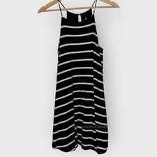 Lulus Step Right Up Striped Swing Dress S Black White Sleeveless Mod Shift