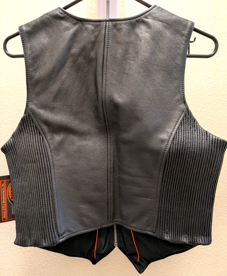 First Classics Motocycle Women's Leather Vest Sz. Medium Black New with Tag - Image 4 of 4
