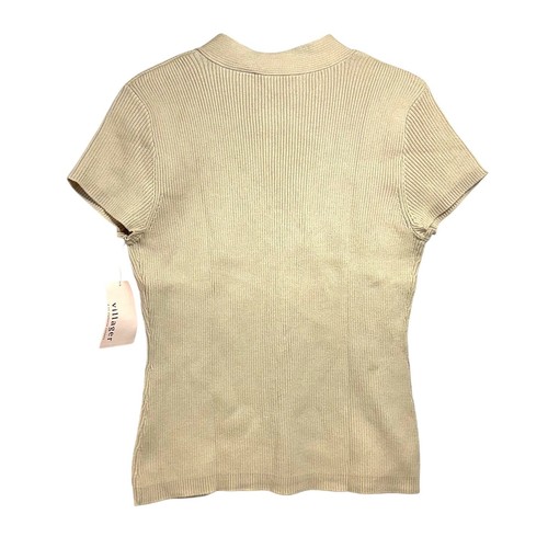 Top nuovo con etichette Villager XL maglia a costine scollo a V muffin beige morbido retrò Y2K Sport - Foto 3 di 9