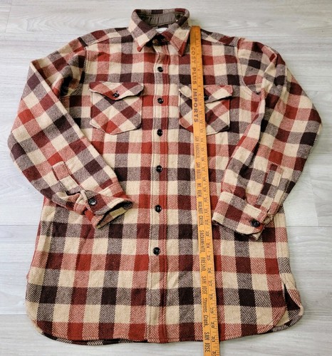 Vtg LL Bean Shirt Men's M Long Wool Twill Plaid Button Up Flannel Shacket USA - Picture 6 of 15