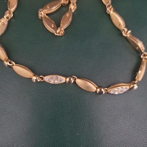 Vintage Necklace Gold Tone Choker Collar with Rhinestones Link Classic 80s - Picture 4 of 9