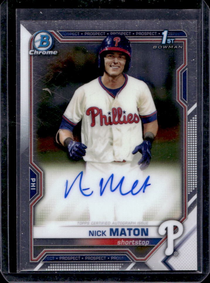 2021 Bowman Nick Maton Chrome Auto Rookie RC 1st #CPA-NM Phillies