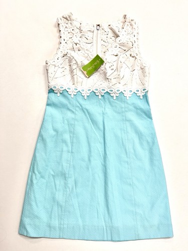 Lilly Pulitzer Sandi Stretch Shift Dress Sz 4 Sea Salt Blue Sleeveless NWT