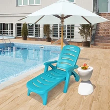Patiojoy Adjustable Chaise Lounge Chair 5-Position Folding Recliner Turquoise