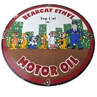 Vintage Bearcat Motor Oil Sign - Gas Service Ethyl Gasoline Porcelain Sign