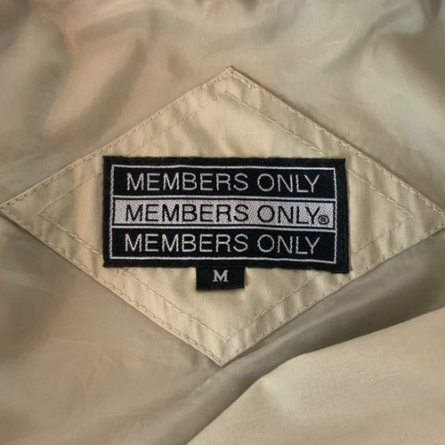 Members Only Mens Cafe Racer Bomber Jacket Medium Beige Polyester Cotton Vintage - Picture 5 of 8