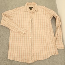 Eddie Bauer Mens Shirt Tall XL Brown Check Long Sleeve Button Front Classic Fit