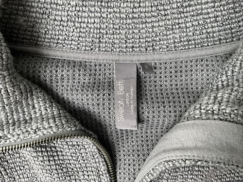 Women's Small Sweaty Betty Restful Boucle Full Zip Sweater Jacket Gray Textured - Picture 5 of 12