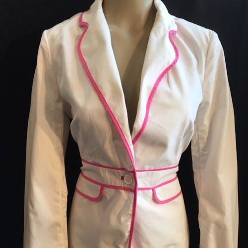 Lilly Pulitzer White & Pink Long Sleeve Janice Jacket Blazer New Size 6 - Picture 6 of 10