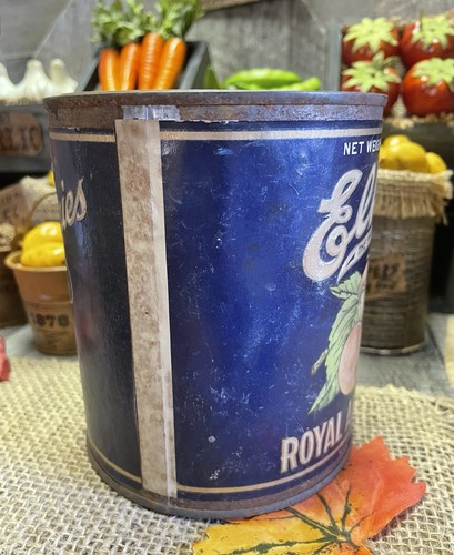 VTG ELKAY CHERRIES TIN CAN LID PRIMITIVE COUNTRY STORE DISPLAY FARMHOUSE PROP - Picture 5 of 10